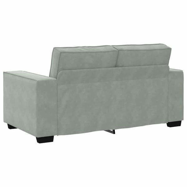 3-teiliges Sofaset mit Kissen in hellgrauem Samt
