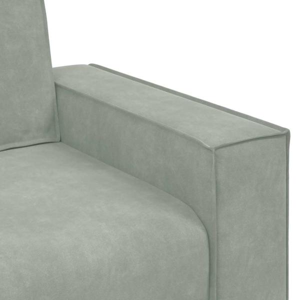 3-teiliges Sofaset mit Kissen in hellgrauem Samt