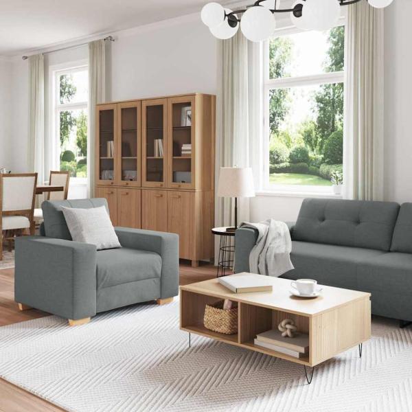 ARDEBO.de - 3-teiliges Sofaset mit Kissen in Dunkelgrau