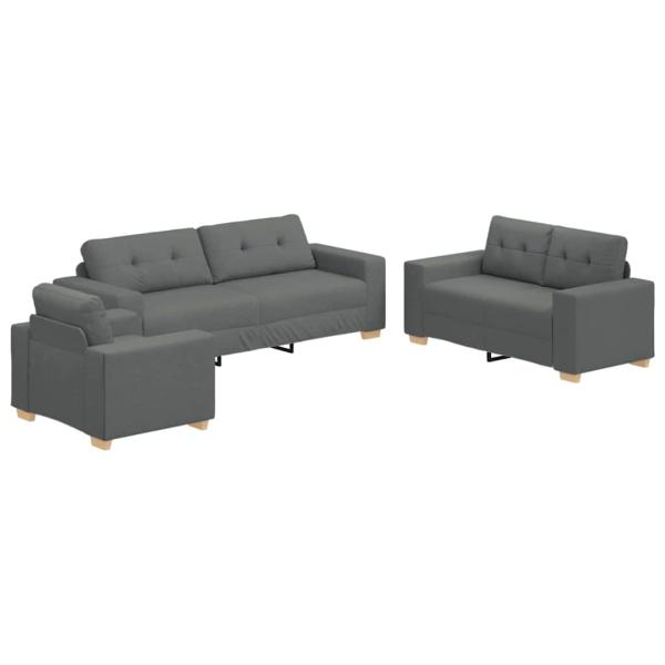 3-teiliges Sofaset mit Kissen in Dunkelgrau