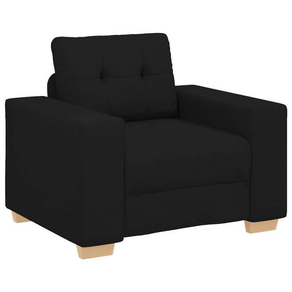 3-teiliges Sofaset mit Kissen aus schwarzem Stoff