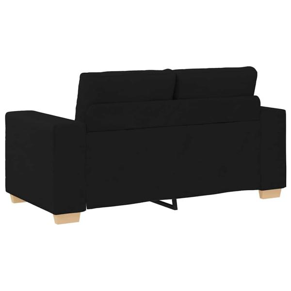 3-teiliges Sofaset mit Kissen aus schwarzem Stoff