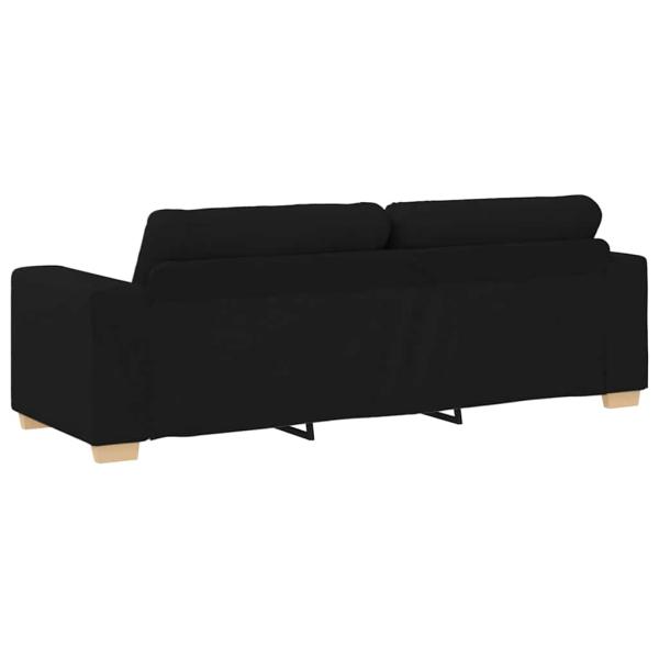 3-teiliges Sofaset mit Kissen aus schwarzem Stoff