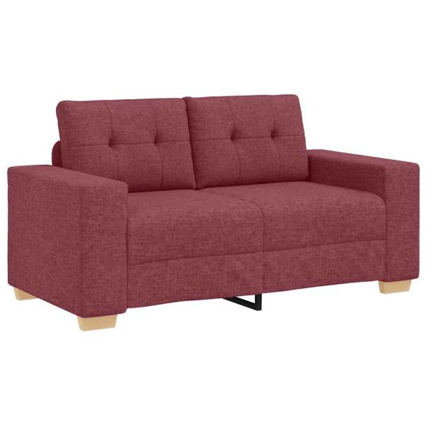 3-teilige Sofagarnitur mit Kissen, weinrot, Stoff