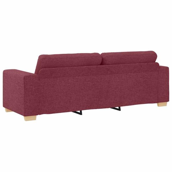 3-teilige Sofagarnitur mit Kissen, weinrot, Stoff