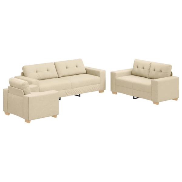 ARDEBO.de - 3-teiliges Sofaset mit Kissen, cremefarbene Stoff