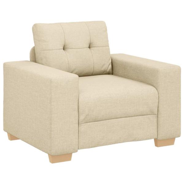 3-teiliges Sofaset mit Kissen, cremefarbene Stoff