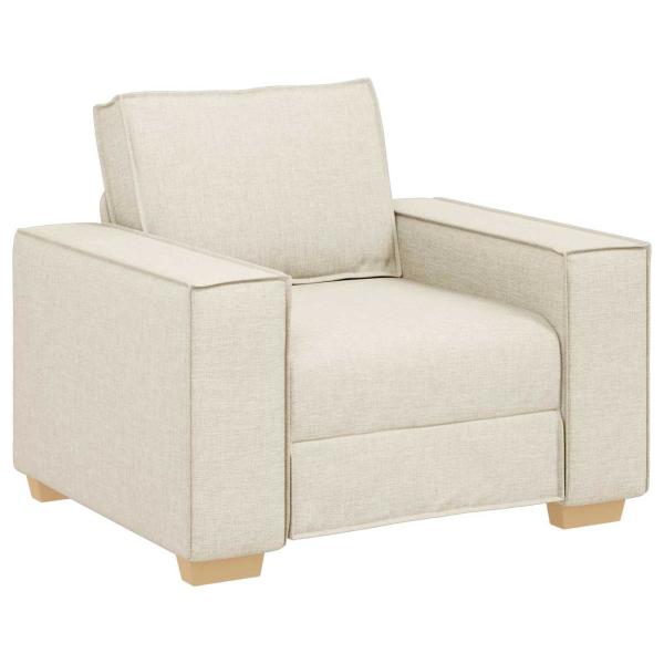 3-teiliges Sofaset mit Kissen, cremefarbene Stoff