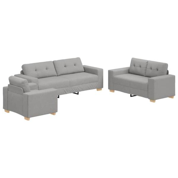 3-teiliges Sofa-Set mit Kissen in Wolken-Grau