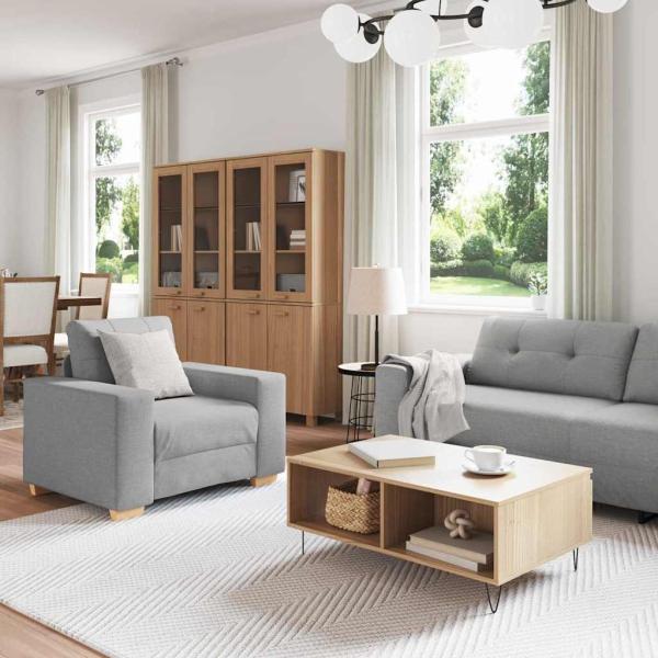 3-teiliges Sofa-Set mit Kissen in Wolken-Grau