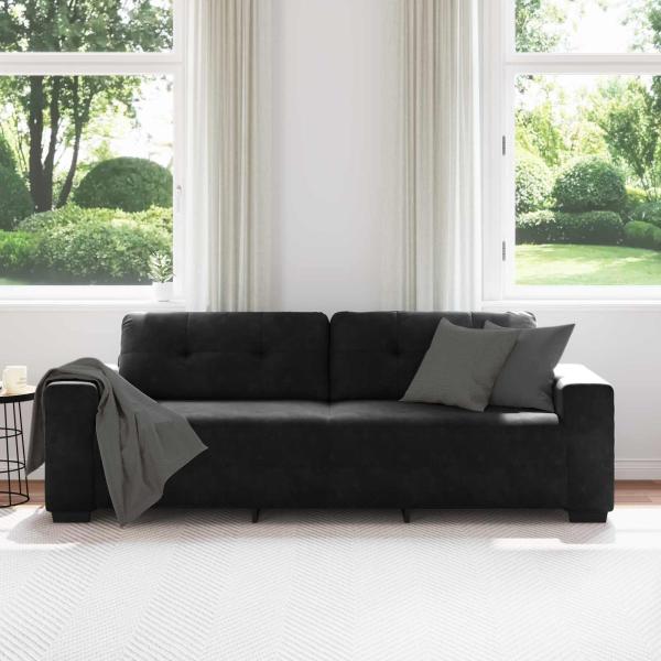 3-teiliges Sofaset mit Kissen, braunes Kunstleder