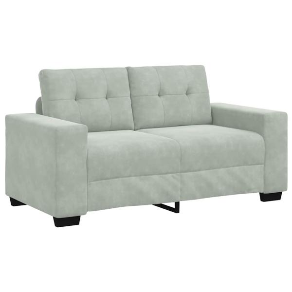 3-teilige Sofagarnitur mit Kissen Hellgrau Velvet