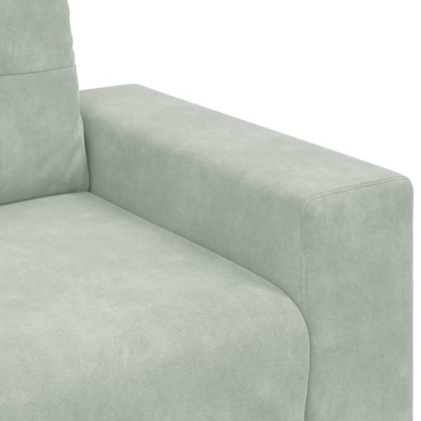 3-teilige Sofagarnitur mit Kissen Hellgrau Velvet