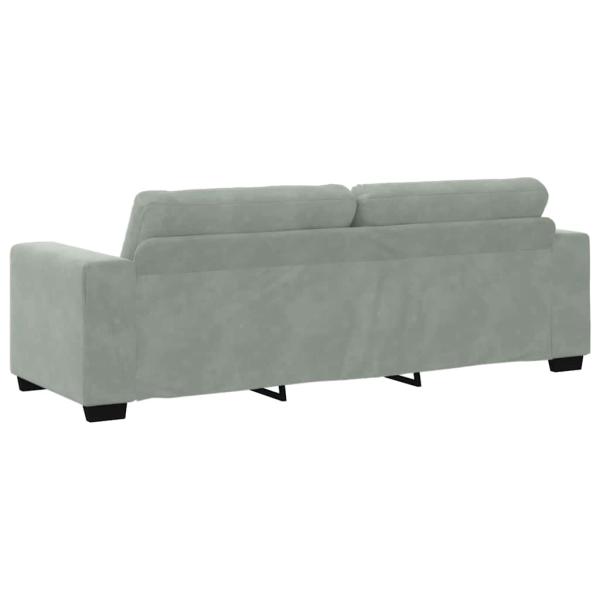 3-teilige Sofagarnitur mit Kissen Hellgrau Velvet