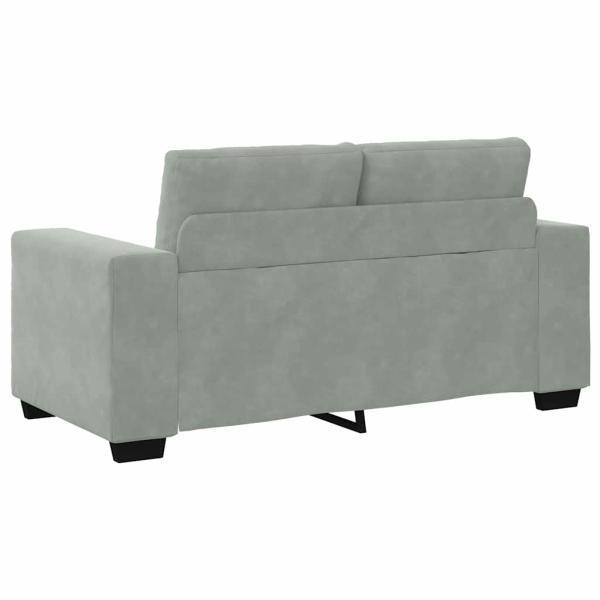 3-teilige Sofagarnitur mit Kissen Hellgrau Velvet