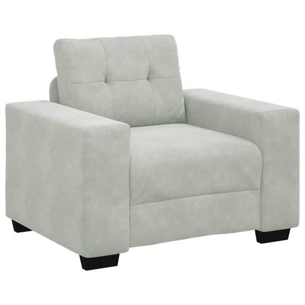 3-teilige Sofagarnitur mit Kissen Hellgrau Velvet