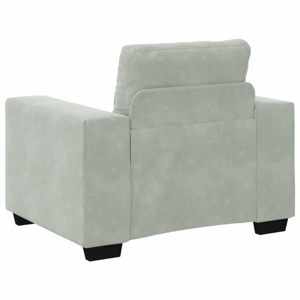 3-teilige Sofagarnitur mit Kissen Hellgrau Velvet