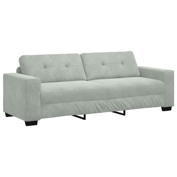 3-teilige Sofagarnitur mit Kissen Hellgrau Velvet