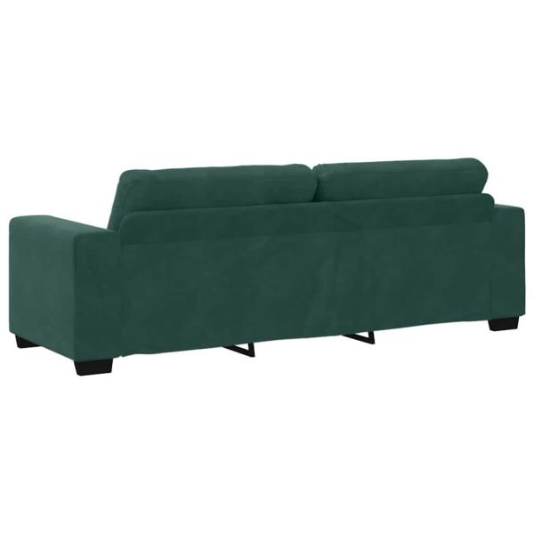 3-teiliges Sofaset mit Kissen in dunkelgrünem Samt