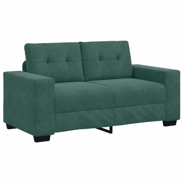 3-teiliges Sofaset mit Kissen in dunkelgrünem Samt