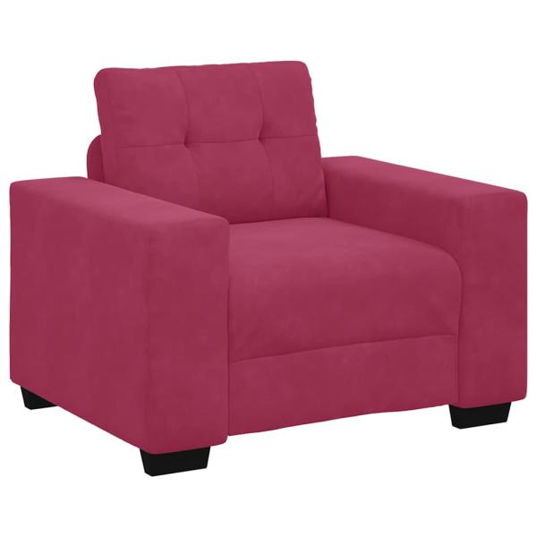 3-teiliges Sofaset mit Kissen Weinrot Samt