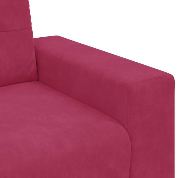 3-teiliges Sofaset mit Kissen Weinrot Samt