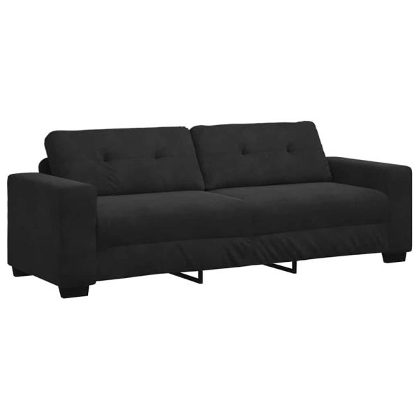3-teiliges Sofaset mit Kissen aus schwarzem Samt
