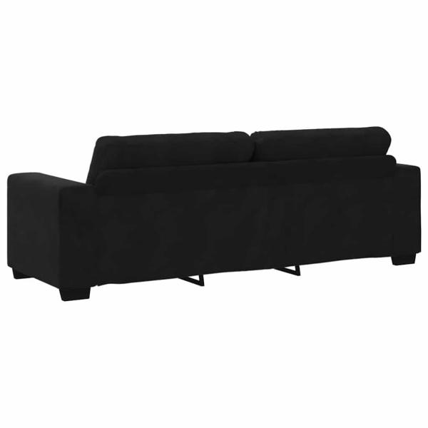 3-teiliges Sofaset mit Kissen aus schwarzem Samt