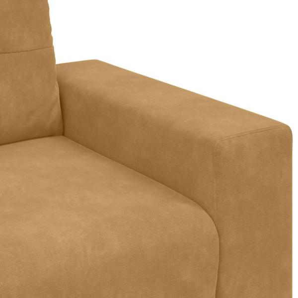 3-teiliges Sofaset mit Kissen aus braunem Samt
