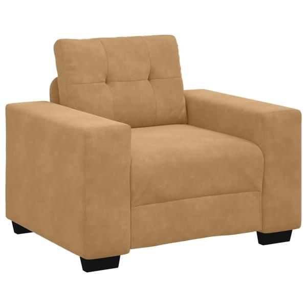 3-teiliges Sofaset mit Kissen aus braunem Samt
