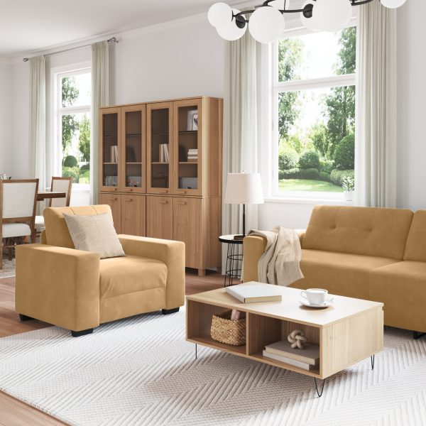 Sofa Set 3 Stk. Braun Samt