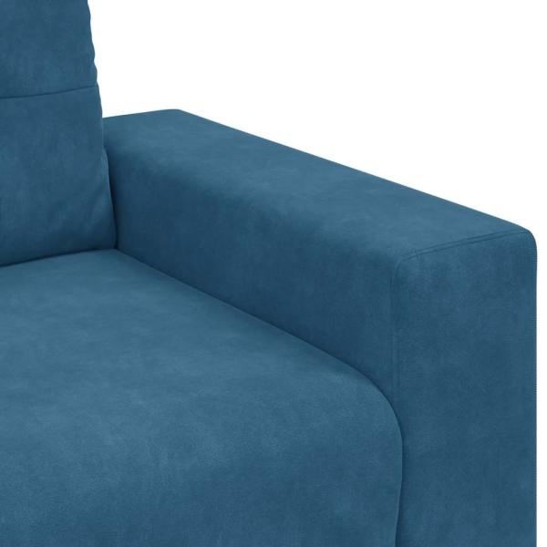 3-teilige Sofaset mit Kissen Blau Velvet