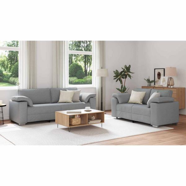 Sofa 2 pcs Hellgrau 219 x 80 x 82 cm Stoff