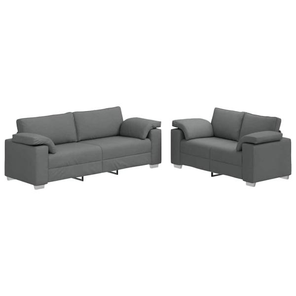 2er Sofa-Set mit Kissen in Dunkelgrau