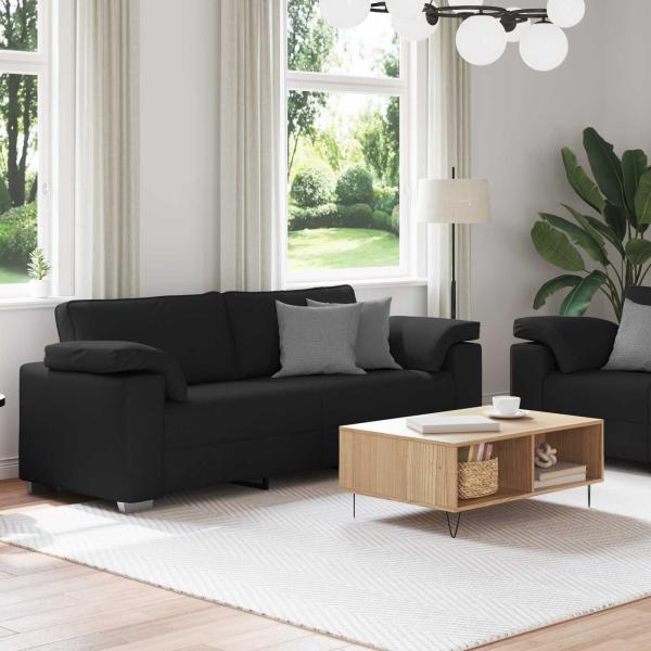 ARDEBO.de - 2-teiliges Sofaset mit Kissen schwarzer Stoff