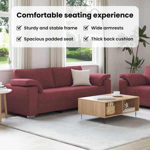 2-teiliges Sofaset mit Kissen Weinrot Stoff