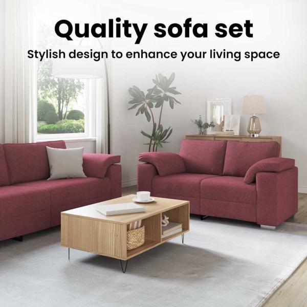 2-teiliges Sofaset mit Kissen Weinrot Stoff
