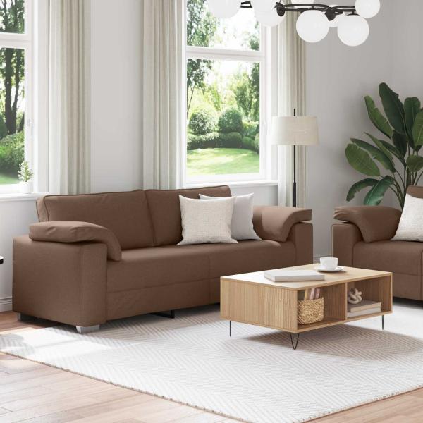 2-teiliges Sofa-Set mit Kissen aus braunem Stoff