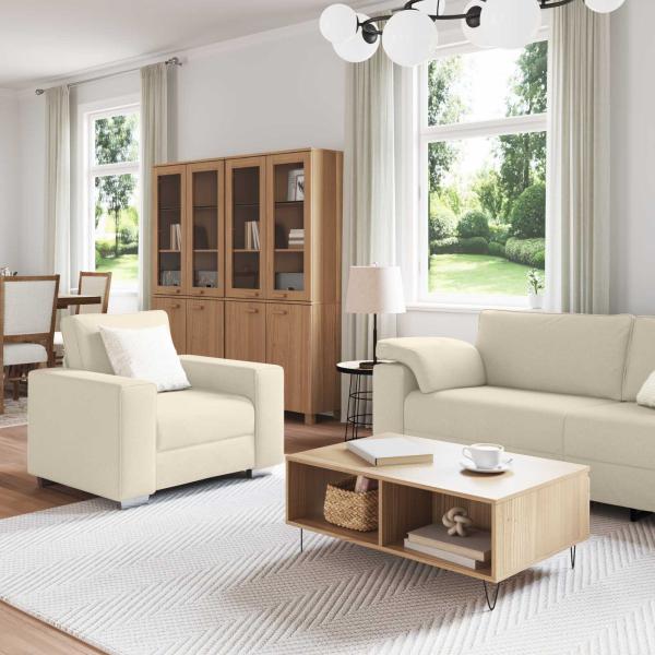 2-teiliges Sofaset mit Kissen Taupe Stoff