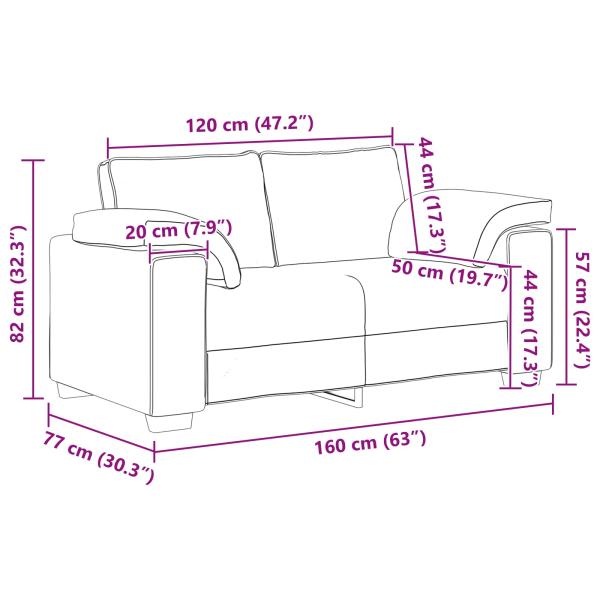 2-teiliges Sofa-Set mit Kissen aus wolkengrauem Stoff
