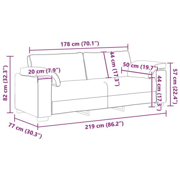2-teiliges Sofa-Set mit Kissen aus wolkengrauem Stoff