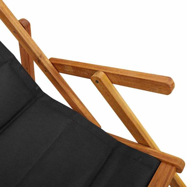 Faltbare Strandstühle 2er Set Schwarz Akazienholz & Textilene