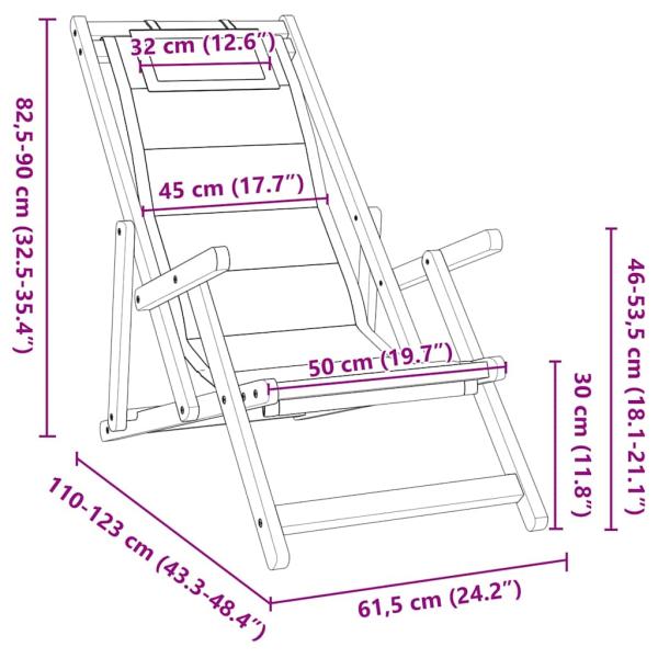Faltbare Strandstühle 2er Set Schwarz Akazienholz & Textilene