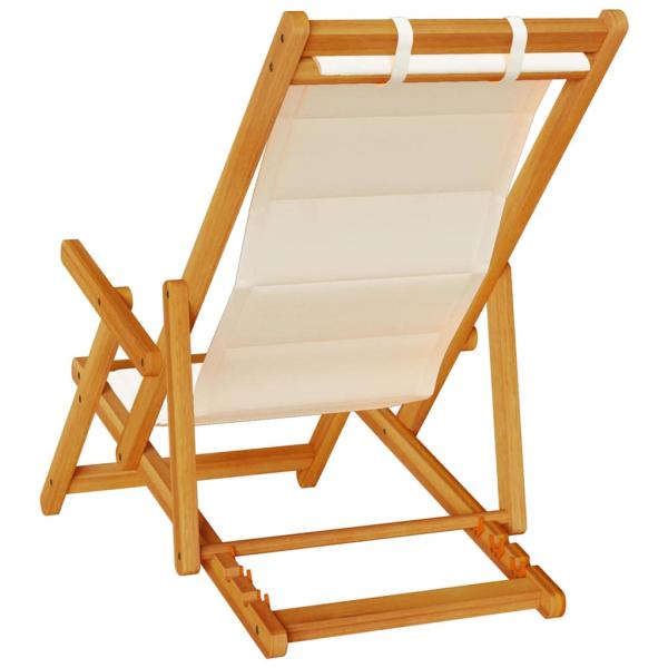 Faltbare Strandstühle 2er-Set Creme, Akazienholz und Textilene