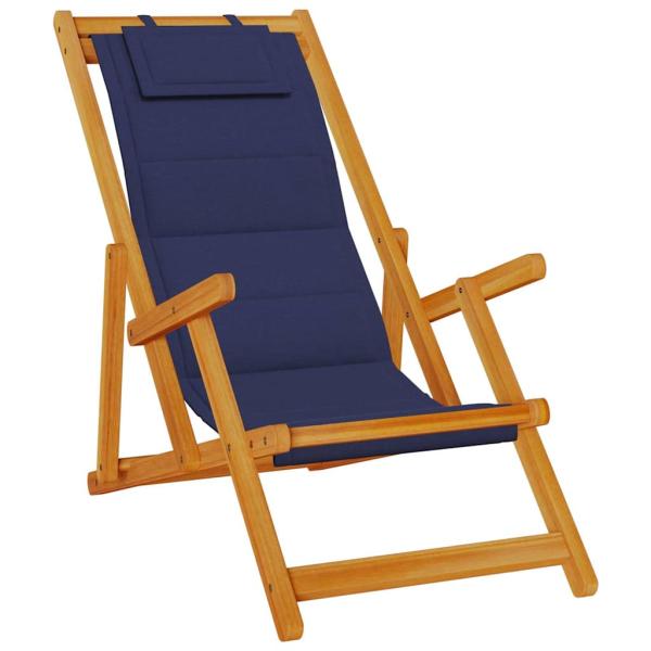 Faltbare Strandstühle 2er Set Blau aus Akazienholz & Textilene