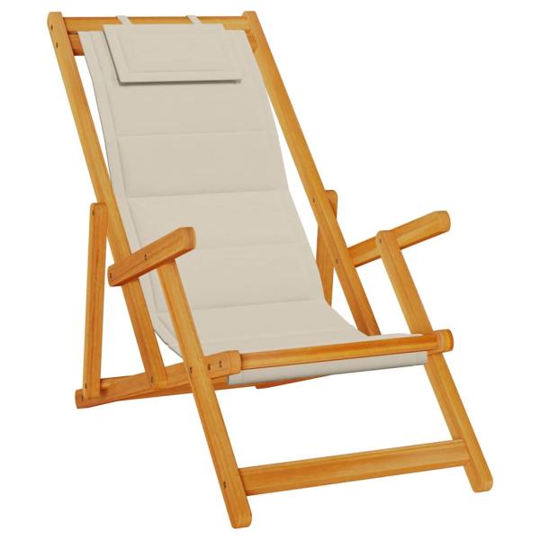 Klappstrandstühle 2er Set Taupe aus massivem Akazienholz & Textilene