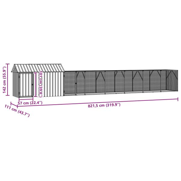 ARDEBO.de - Vogelvoliere mit Erweiterung in Anthrazit 112x81,7x141 cm aus Stahl