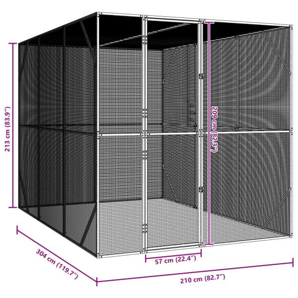Vogelvoliere Anthrazit 302x206x214 cm Stahl