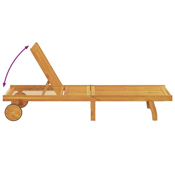 Rollbare Sonnenliege mit Tisch und Kissen aus Akazienholz