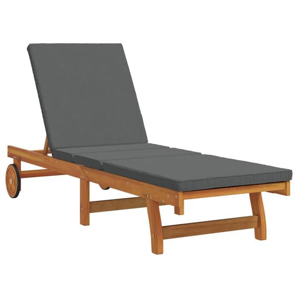 Rollbare Sonnenliege mit Tisch und Kissen aus Akazienholz